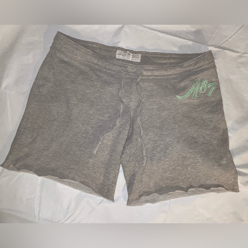 Aeropostale Y2K Shorts cotton sweat Grey / Teal Spellout Drawstring sZ.M